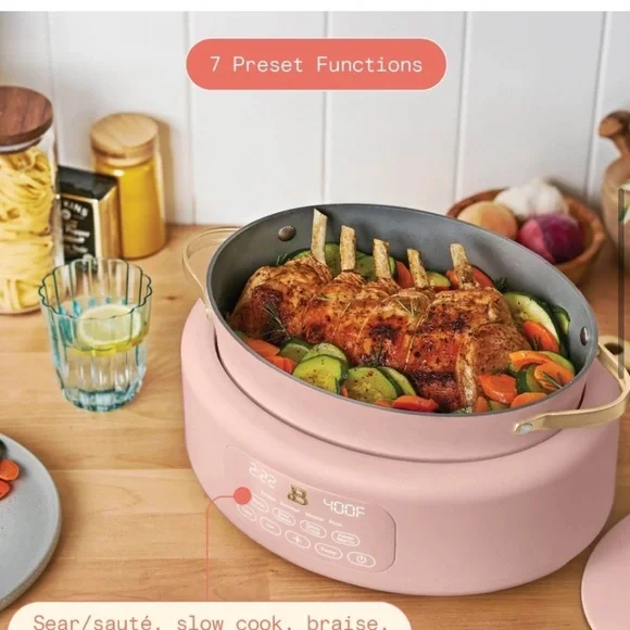NWOB Beautiful 10 in 1, - 6 Qt Electric Multi-Cooker, Rose by Drew Barrymore